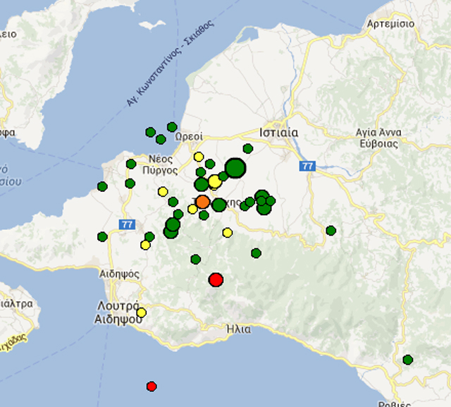 Οι σεισμικές δονήσεις που έχουν καταγραφεί μέχρι αυτή την ώρα στην περιοχή