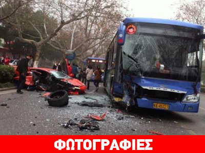Lamborghini.. συγκρούστηκε με λεωφορείο
