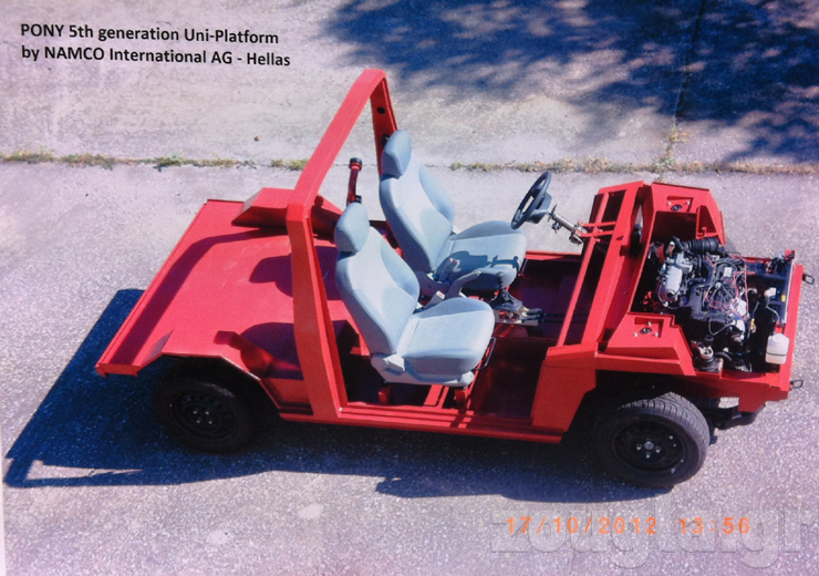 Σε αυτή την φωτογραφία αποτυπώνεται η νέα πλατφόρμα που έχει εξελίξει η Namco για το νέο Pony και η οποία μπορεί να διαμορφωθεί για 17 διαφορετικά είδη οχημάτων