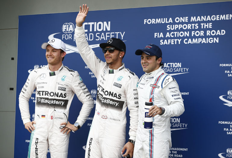 To πρώτο φετινό 'βάθρο' Pole Position: Hamilton, Rosberg και Massa