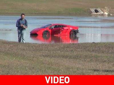 Βουτιά σε λίμνη με Lamborghini Gallardo!