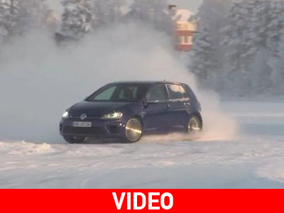 To Golf R ντριφτάρει στην παγωμένη λίμνη