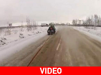 Είναι δεμένοι πίσω από αυτοκίνητο και κάνουν έλκηθρο!