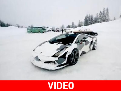 Σκιέρ ντριφτάρει την Gallardo στα χιόνια!
