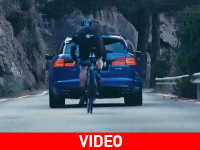 H Jaguar XFR-S Sportbrake εναντίον ποδηλάτη