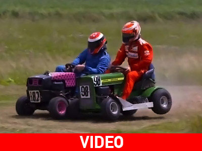 Ο Raikkonen σε αγώνα με μηχανές κουρέματος του γκαζόν!