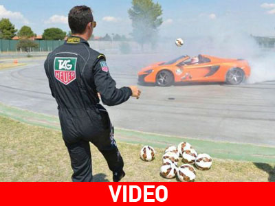 Ο Ronaldo σουτάρει και ο Button αποκρούει με τη McLaren 650S!