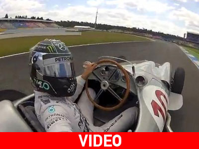 Ο Rosberg οδηγεί την W 196 του Fangio