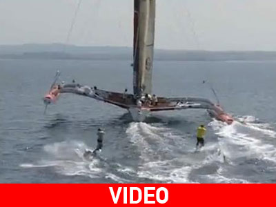 Κάνοντας wakeboard με αγωνιστικό Trimaran!