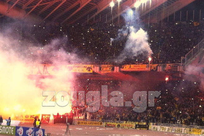 Καυτή ατμόσφαιρα δημιούργησαν οι φίλοι της ΑΕΚ