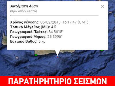 Σεισμός 4,4 R νότια της Κρήτης