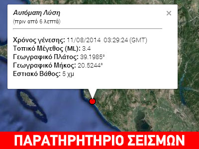 Σεισμός 3,4R στην Πρέβεζα