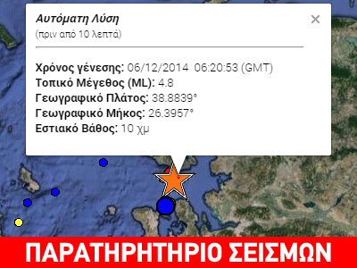 Σεισμός 4,8 R στη Λέσβο