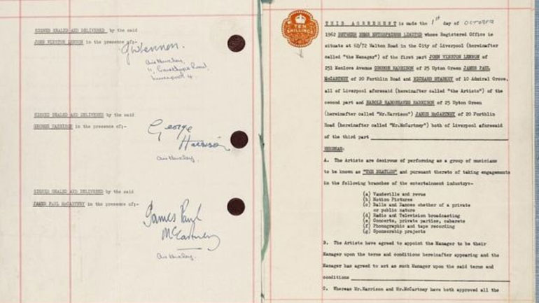 Μισό εκατ. ευρώ για το πρώτο συμβόλαιο των Beatles με τον μάνατζερ Μπράιαν Επστάιν