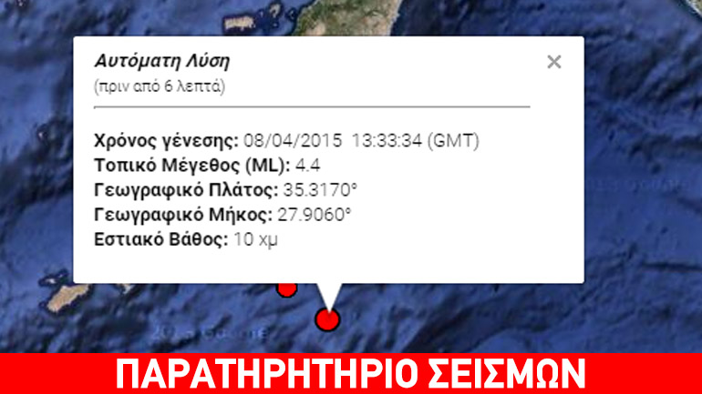 Σεισμική δόνηση 4,2R στην Κάρπαθο