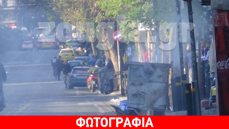 Μικροένταση στην Πατησίων στο ύψος της ΑΣΟΕΕ – Φωτιά σε κάδο έβαλε ομάδα ατόμων