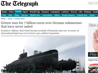 Telegraph: Η Ελλάδα διεκδικεί 7 δισ. ευρώ για τα υποβρύχια