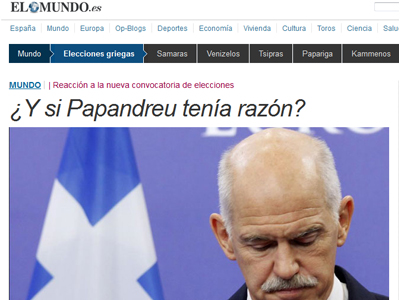 El Mundo: Κι αν ο Παπανδρέου είχε δίκιο για το δημοψήφισμα;