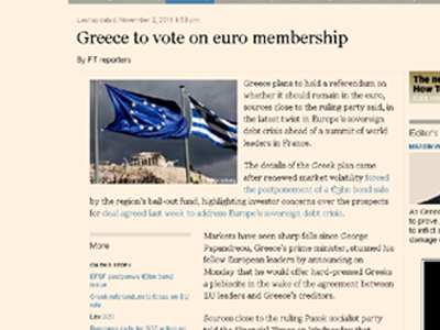 Financial Times: Το δημοψήφισμα θα γίνει μέσα Δεκεμβρίου