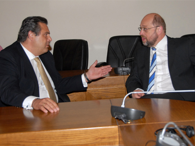 Θα συναντηθεί δύο φορές με τον Μάρτιν Σουλτς ο Π. Καμμένος