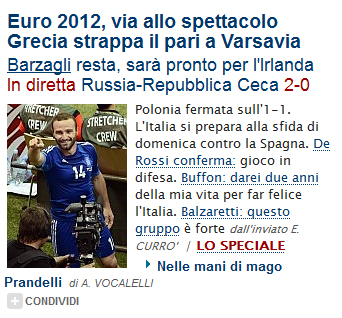 Η "Repubblica" στην πρώτη της σελίδα φιλοξένησε τη φωτογραφία του Δ. Σαλπιγγίδη