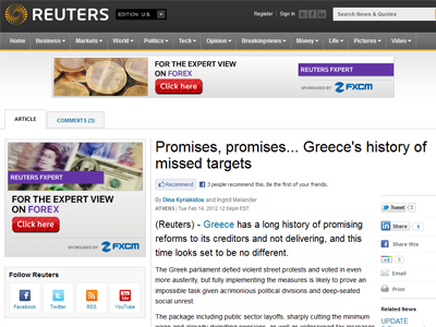 Reuters: Υποσχέσεις, υποσχέσεις… Η ελληνική ιστορία των χαμένων στόχων