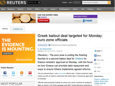 Reuters: Το Eurogroup της Δευτέρας θα εκγρίνει τη δανειακή σύμβαση