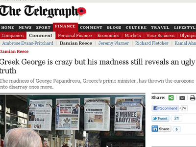 Telegraph: «Ο Γιώργος Παπανδρέου είναι τρελός»
