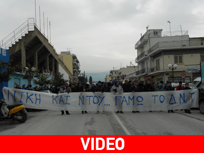 Αντιμνημονιακή πορεία της Νίκης Βόλου- Φθορές στο Δημαρχείο