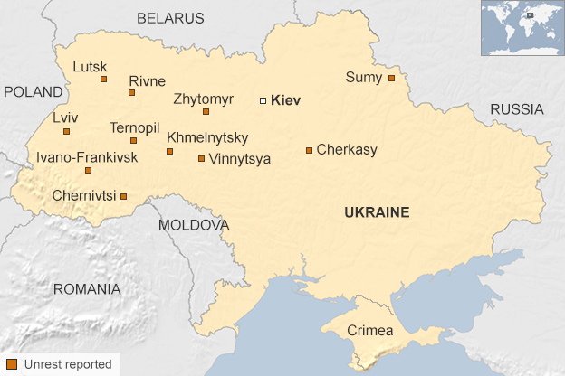 Ο χάρτης των αναταραχών στην ουκρανική επικράτεια