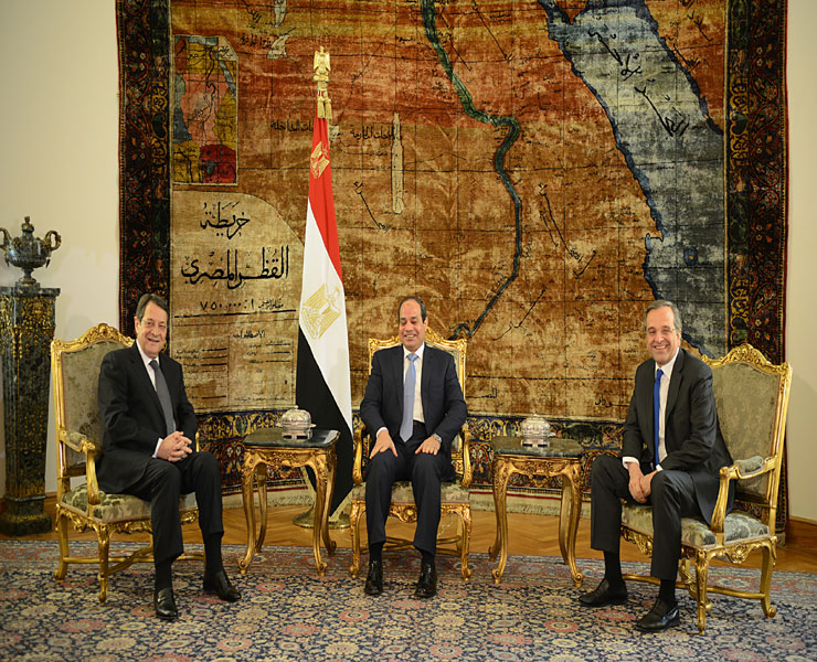 Χαμόγελα στη συνάντηση των τριών ηγετών Ελλάδας, Κύπρου και Αιγύπτου