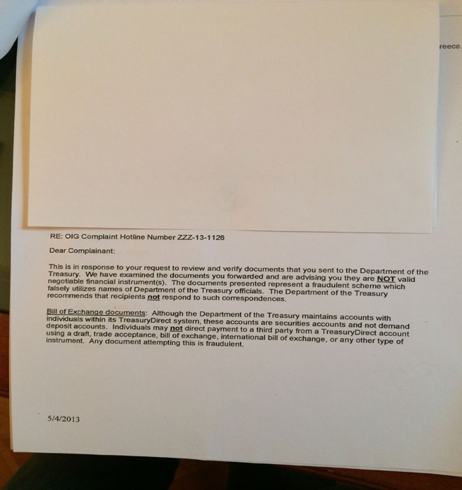 Απόσπασμα της επίσημης απάντησης του επιθεωρητή των ΗΠΑ