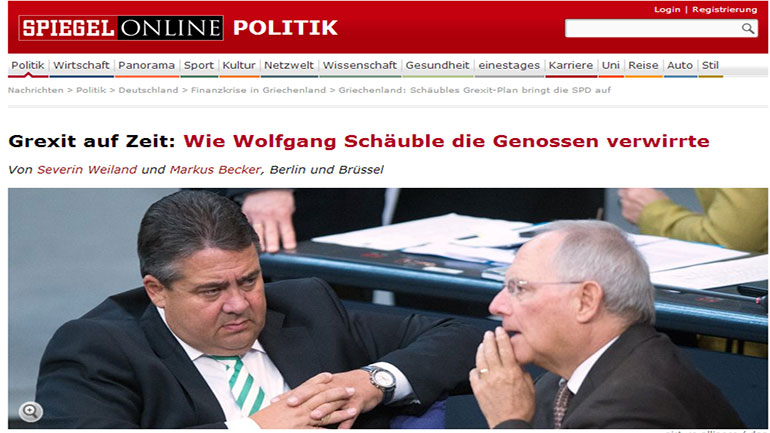 Εσωκομματικά πυρά για το σχέδιο του Σόιμπλε περί Grexit – διαψεύδει ότι ήξερε ο Γκάμπριελ