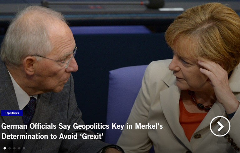 Το πρωτοσέλιδο του Euroinsight, που επικαλείται Γερμανούς αξιωματούχους