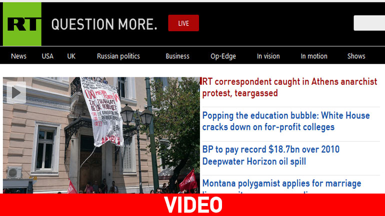 Πρωτοσέλιδο στο RT τα χημικά που δέχτηκε ο ανταποκριτής του στην Αθήνα