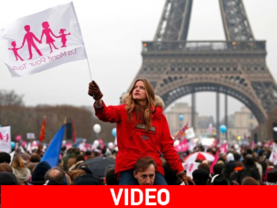 Παρίσι: Ογκώδης διαδήλωση κατά του γάμου μεταξύ ομοφυλόφιλων