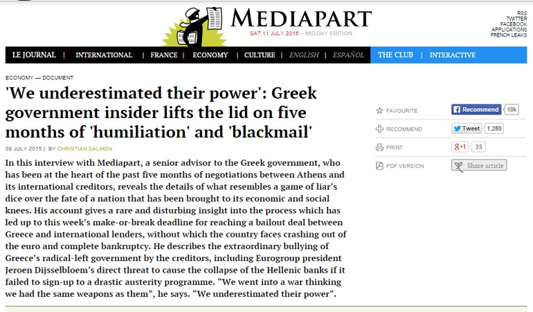 Η συνέντευξη διαδόθηκε ταχύτατα στο διαδίκτυο από δημοσιογράφους και οικονομικούς αναλυτές