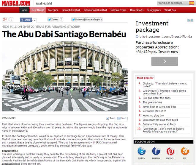 To δημοσίευμα της Marca