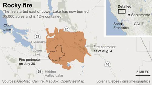 Η εξάπλωση της πυρκαγιάς Ρόκι από τις 30 Ιουλίου μέχρι σήμερα 