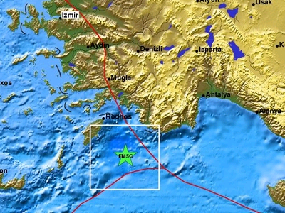 Σεισμική δόνηση 4,4 βαθμών Ρίχτερ νότια της Ρόδου