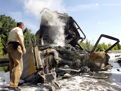 Ουρές στην εθνική από φορτηγό – μπουρλότο