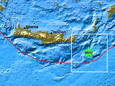 Σεισμική δόνηση 4,4 Ρίχτερ νοτίως της Κρήτης