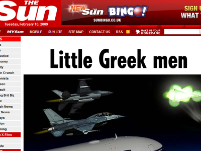 Θέμα στη «SUN» το UFO στην Αθήνα