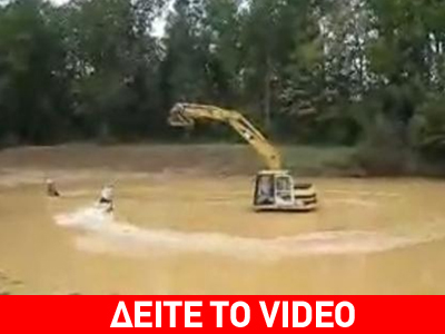 Θαλάσσιο σκι με… εκσκαφέα!