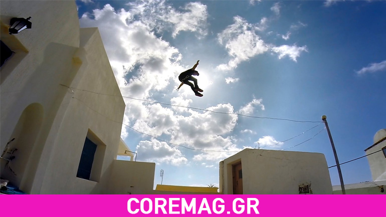 O Jason Paul κάνει parkour στη Σαντορίνη