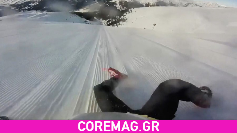 Η απότομη πτώση ενός σκιέρ από τα 1200 μέτρα
