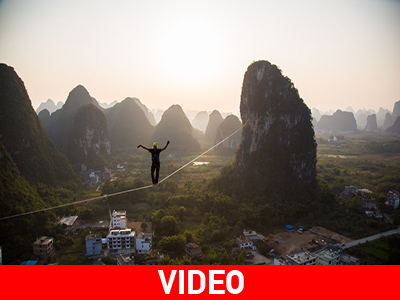 Παγκόσμιο ρεκόρ slackline στην Κίνα