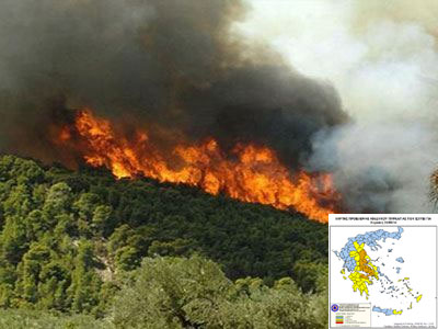 Σε ποιες περιοχές υπάρχει υψηλός κίνδυνος πυρκαγιάς την Κυριακή