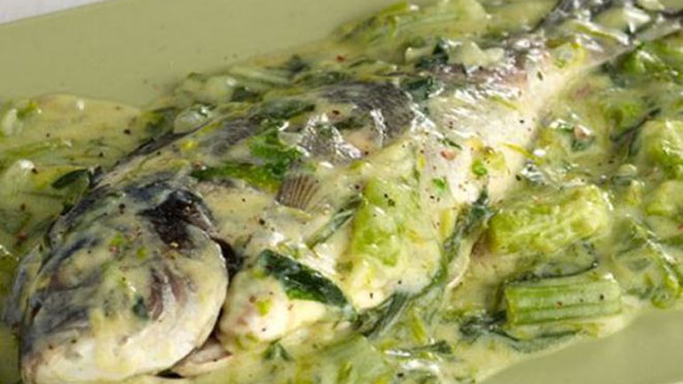 Tσιπούρες αβγολέμονο με αρωματικά χορταρικά