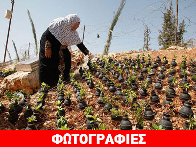 Φυτεύει λουλούδια σε άδειες χειροβομβίδες!